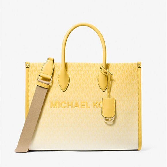 New Michael Kors Mirella Medium Ombré Logo Tote Bag Daisy Yellow - Picture 1 of 3
